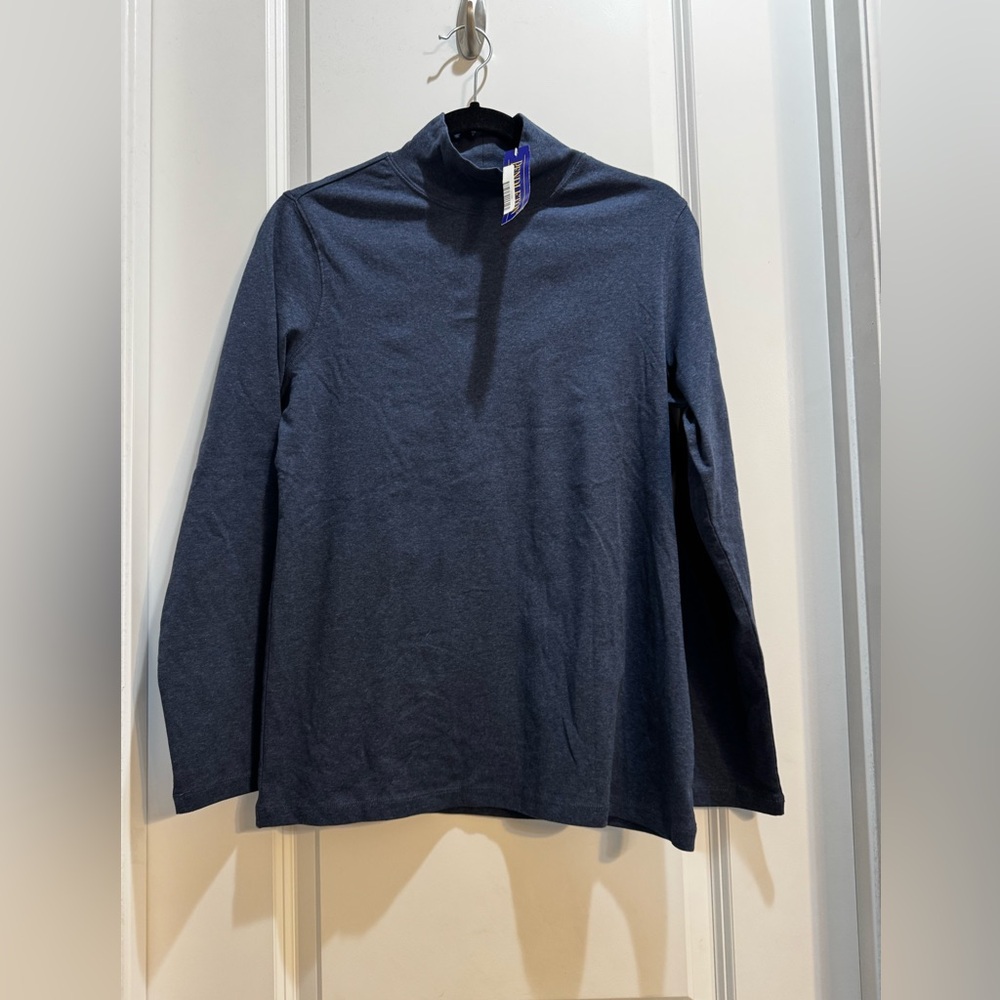 NWT Pendleton Blue Faux Turtleneck Medium Long Sleeve Armpit To Armpit 20”